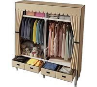 Portable Closet Organizer Rack with 2 Hanging Rails, Shelves, 4 Drawers, Large Capacity, 140x45x168cm, Ideal for Bedroom and Living Room