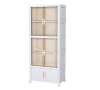 Portable Closet Rack with Wheels, Double-Opening Magnetic Doors, Fully Enclosed PP Material, Multiple Storage Options for Bedroom Organization