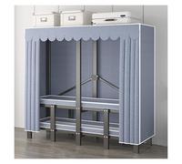 Portable Closet Wardrobe With Hanging Rods, Freestanding Clothing Garment Rack, Metal Closet Rack For Hanging Clothes, Heavy Duty Clothe Rack With Cover(E,151cm)