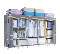 Portable Closets Fabric Wardrobes for Bedroom Heavy Duty Foldable Closets with Hanging Rail+Shelves,Portable Wardrobe with Cloth Cover