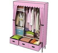 Portable Cloth Wardrobe with Drawer Multifunctional nizer Solid Color Fabric Hanger Creative Design 168x105x45cm Perfect for Small Spaces and Storage Solutions