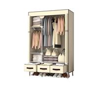 Portable Cloth Wardrobe with Drawers - 75/90/112/130/150 * 45 * 170CM Non-Woven Canvas Storage nizer for Clothes & Shoes - Grey Yellow Brown Options