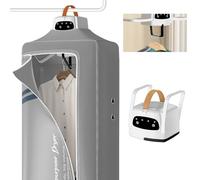 Portable Clothes Dryer, 800W Mini Electric Indoor Laundry Drying Machine with Drying Bag, 4H Timer, Wardrobe Heated Dryer for Home, Laundry, Travel, UK Plug (Grey)