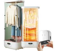 Portable Clothes Dryer with Automatic Ironing, 0.5-3h Timer, Double-Layer Sterilization, 360° Circulating Heat, Quick Drying with Remote Control