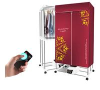 Portable Clothes Dryer with High Capacity - 1500W Electric Drying Machine for Quick Drying with Remote Control Compact Dryer Foldable Suitable for Apartments and RVs Space-Saving (red)