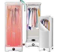 Portable Clothes Dryer with Steam Iron Function, 900W Vertical Garment Steamer for Wrinkle Removal, Foldable Mite Drying Cabinet, 350L Large Capacity Household Laundry Care Machine