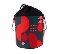 Portable Clothes peg Bag for Hanging, Cotton with 2 Sturdy Carabiner Hooks, Drawstring Closure, Metal Stopper for Storing Clothes pegs, Ø 17 cm x 28 cm, Design: Retro red and Black