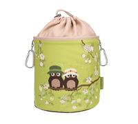 Portable Clothes peg Bag Owl Chick - 100% Cotton, Ø 18 cm x 31 cm, with Drawstring & carabiners, Clothes peg Bag for Household, Garden & Camping