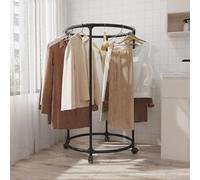 Portable Clothes Rack on Wheels, Round Display Stand for Retail Clothing, Ideal for Bedrooms, Boutiques & Stores (75 x 75 x 135 cm) - Black, Versatile & Stylish Showcase.