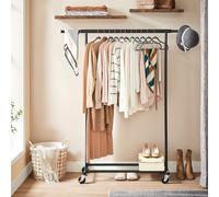 Portable Clothes Rack on Wheels with Extendable Rail SONGMICS Black One Size