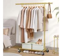 Portable Clothes Rack on Wheels with Extendable Rail SONGMICS Gold One Size
