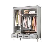 Portable Clothes Wardrobe with 3-4 Doors Non-Woven Fabric Storage 75-150CM Canvas Closet for Shoes & Clothes Stylish Grey Yellow Brown Design - Space-Saving