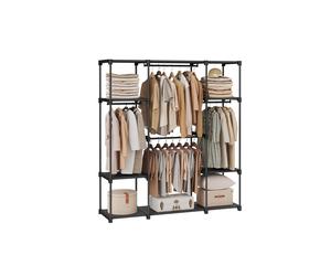 Portable Clothes Wardrobe with Compartments Ink Black