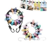 Portable Clothesline, 2PCS Travel Washing Line, Retractable Travel Clothesline with 12 Colorful Clothespins, Elastic Clothesline for Holidays Travel Camping Outdoor Balcony(Black/White Rope)