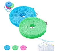 Portable Clothesline for Outdoor & Home, Windproof Non-slip Clothesline 32 Ft, Windproof Clotheslines, Sturdy&durable, Adjustable Clothes Lines with Two Hooks for Camping Travel (AB,10ft)