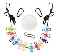 Portable Clothesline - Glow in The Dark,Adjustable Elastic Travel Camping Retractable Clothesline with 12 Clothes Clips,for Indoor Laundry Drying line,Outdoor Camping Accessories