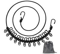 Portable Clothesline,Retractable Clothesline for Travel,Clothing line with 12 Clothes Clips,for Indoor Laundry Drying line,Outdoor Camping Accessories (black)