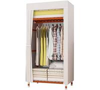 Portable Clothing Rack Durable Wardrobe Organizer Modern Canvas Cupboard with Hanging Rails Stylish Portable Wardrobe for Bedroom Storage White (Size: 170x65x45CM)
