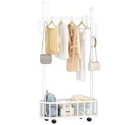 Portable Clothing Rack on Wheels Heavy-Duty Garment White Coat Stand for Bedroom Living Room and Clothing Store 80cm/31.5in