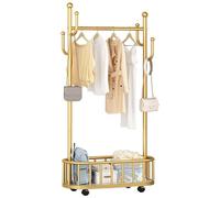 Portable Clothing Rack on Wheels Sturdy Garment Rack for Bedroom & Boutique Gold Clothes 100cm/39.4in Ideal for Living Room or Retail Display