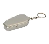 Portable Coffin Shaped Metal Ashtray with Keychain, Mini Pocket Ashtray for Halloween Present, Outdoor Smoking Accessory