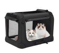 Portable Collapsible Dog Crate Travel Dog Crate cat fence Car dog cage cat cage24x17x17inch with Soft Warm Blanket for Large Cats Small Dogs Indoor and Outdoor(Black)