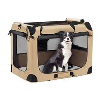 Portable Collapsible Dog Crate Travel Dog Crate cat fence Car dog cage cat cage24x17x17inch with Soft Warm Blanket for Large Cats Small Dogs Indoor and Outdoor(Khaki)