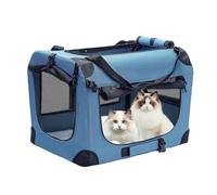 Portable Collapsible Dog Crate Travel Dog Crate cat fence Car dog cage cat cage24x17x17inch with Soft Warm Blanket for Large Cats Small Dogs Indoor and Outdoor(Blue)