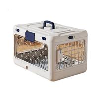 Portable Collapsible Pet Carrier Box, Breathable Thickening Plastic Dog Kennel Cat Transport Box for Indoor Outdoor Use(White)