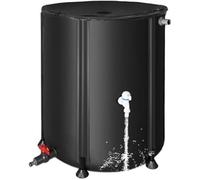 Portable Collapsible Rain Barrel Water Collection System, 160L Garden Water Storage Tank with Stand, Tap, & Zipper Cover - Mesh Top for Efficient Rainwater Harvesting (Black)