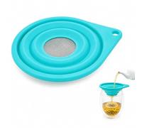 Portable Collapsible Strainer, Silicone Funnel with Stainless Steel Sieve | space-saving collapsible design, fine stainless steel mesh for thorough straining, versatile for tea and kitchen use
