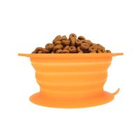 Portable Collapsible Travel Dog Bowl with Anti-Slip Suction Cups,Solve The Bowl Slide, Puppy Travel Bowl Portable Cats Water Food Dish for Walking Parking Outdoors Traveling (Orange)