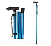 Portable Collapsible Walking Stick - Adjustable Anti-Slip Folding Walking Stick with Comfortable Grip, Ergonomic & Durable Mobility Aid for Men & Women, Blue