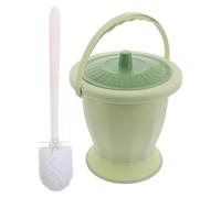 Portable Commode Bucket with Lid, Plastic Urinal Pot for Travel | Leakproof Multifunctional Design, Includes Cleaning Brush, Green Colour, Suitable for Hospitals and Home Care