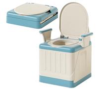 Portable Commode Chair with Arms - Folding Bedside Toilet for Seniors and Disabilities