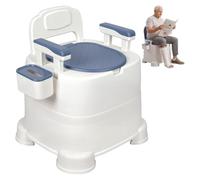 Portable Commode Chair with Removable Armrests, Bucket, Paper Holder, Non-Slip Feet, Double-Seal Lid for Elderly Adults, Pregnancy, Limited Mobility, Indoor Bedside Toilet Use Blue