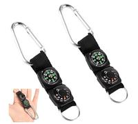 Portable Compass,2 PCS Small Pocket Compass with Keychain and Carabiner Durable Waterproof Portable Navigation Tool for Hiking Camping Outdoor Adventure Mini Orienteering Compas