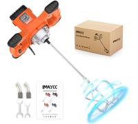 Portable Concrete Cement Mixer, 2100W Electric Paddle Mixer Adjustable 6 Speed Handheld Plaster Grout Paint Thinset Mortar Paddle Mixer,Ideal for Mixing Feed, Plaster, Paint,etc(Orange)