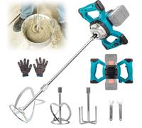 Portable Concrete Mixer, 3200W Cement Mixer Compatible with Makita Battery, Paint Mortar Mixer with 6 Speed Adjustable, Handheld Plaster Grout Thinset Paddle Mixer Stirring Tool (No Battery)