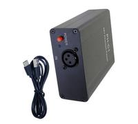 Portable condenser microphone with 48V Phantom power is built with a rechargeable battery for outdoor podcasts