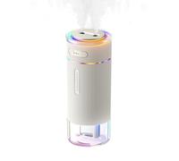 Portable Cool Mist Humidifier with Dual Nozzles & Ambient Light - Ultrasonic Mini Desk Humidifier for Bedroom, Office, Travel, and Baby Room, White