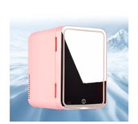 Portable Cooler And Warmer, With Led Mirror, 8L Capacity Drink Fridge, Hot And Cold, Car And Home Dual Use Desktop Mini Fridge, For Bedroom, Office And Car,Pink