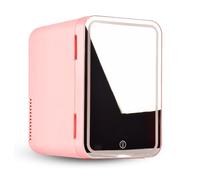 Portable Cooler And Warmer, With Led Mirror, 8L Capacity Mini Desk Fridge, Hot And Cold, Car And Home Dual Use Skincare Mini Fridge, For Desktop Or Travel,Pink