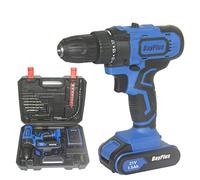 Portable Cordless Drill w/2PCS Li-Ion Batteries Electric Driver Kit Tool Repair Set 18+1 Torque 21V DIY Screwdriver Tail Hammer 2 Speed Mini Wireless Power Driver 3/8Inch with LED&Magnet