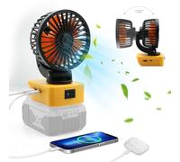 Portable Cordless Fan Compatible with DEWALT 20V Battery Powered for Workshop Outdoor, Jobsite Fan with Low Voltage Protection Usb & Type-C, 4" Camping Personal Desk Fans