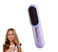 Portable Cordless Hair Straightener Brush for Travel, Party, Mini Ionic Hot Comb Straightener for Women, USB Rechargeable Heated Hot Comb with 3 Temperature Settings (Purple)