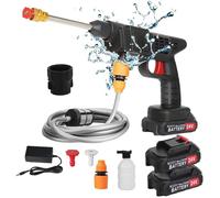 Portable Cordless High-Pressure Washer, Use Any Water Source, Portable Pressure Washer with 2 Spray Nozzles/5m Hose/Hose Connector/Free Soap Dispenser Bottle, for Car/Floor/Garden Cleaning & Watering
