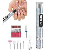 Portable Cordless Nail Drill Set - Digital Speed Display Control, 18 Piece Grinding Head Collection, 5.16x0.91x0.91 Inch Size , 180mAh Long Life Battery , Precise Precision Grooming - for Manicur