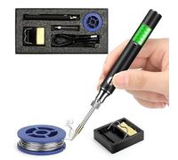 Portable Cordless Soldering Iron Kit with LED Light, Rechargeable Battery, Fast Heating, Battery Powered USB-C Soldering Tools