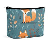 Portable Cosmetic Bag, Cartoon Fox Pattern Printed Makeup Bag,Makeup Organizer Case for Women